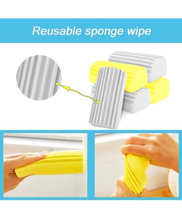 4 Pack Damp Clean Duster Sponge Magical Reusable Dust Sponge Cleaning Brush Duster for Cleaning Blinds Railings Mirrors Glass Baseboards Ceiling Fan Vents Window Track Grooves and Faucets Yellow - Buy Online on GoSupps.com