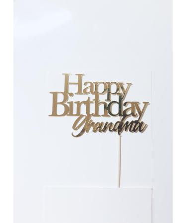 LuciaNArtGB Happy Birthday Grandma Cake Topper (Gold)