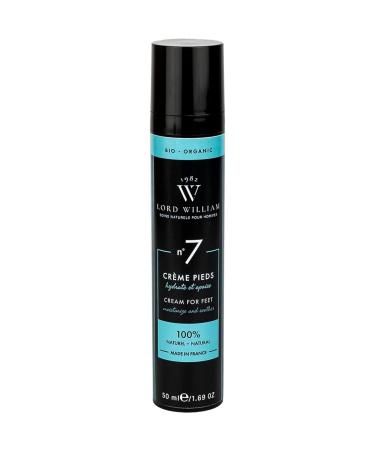 Lord William - N 7 Foot cream for men - donkey milk - 100 % natural - donates moisture nourishes calm - Made in France - 50 ml airless tube