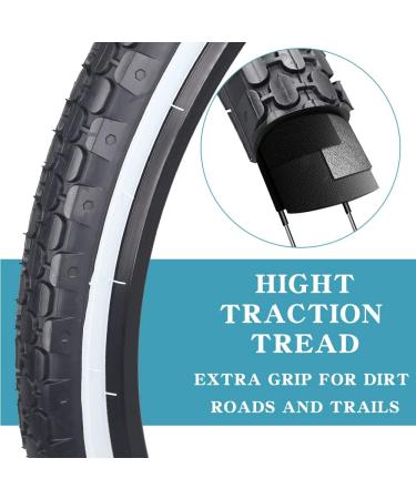 2 Pack 26 x 2.125 Inch Beach Cruiser Bike Tires - Folding Bicycle Comfort Replacement - Black/White Wall - With/Without Inner Tubes - Buy Online on GoSupps.com