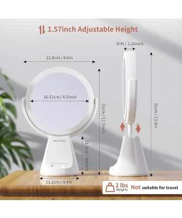 Lighted Makeup Vanity Mirror | Double-Sided 1x/10x Magnifying Mirror with Adjustable Brightness and Standing Height | 360 Rotation, Touch Sensor, AC Adapter - 3 Colors - Buy Online on GoSupps.com