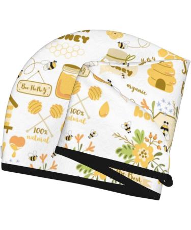 Hair Towel Wrap - Fast Drying Hair Turban with Button | Farm Bee Cute Honey Design - Buy Online on GoSupps.com