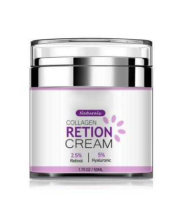 Retinol & Collagen Face Moisturizer - Anti-Wrinkle Firming cream with Hyaluronic Acid Enriched Anti-Aging Treatment for Face and Neck 1.75oz