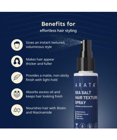 Sea Salt Hair Texture Spray - 50ml | With Niacinamide & Biotin | For Instant Volume Texture & Beachy Waves | Matte Finish | No-Alcohol Formula For Men & Women | Made For All Hair Types - Buy Online on GoSupps.com