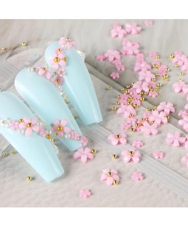 800 Pieces 3D Flower Nail Art Charm White Flowers Decoration Decals Resin With Metal Caviar Beads Mixed Size Acrylic Ornament Manicure Accessories Bags for Women Girls Multicolor - Buy Online on GoSupps.com