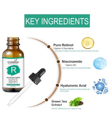 Retinol Serum for Face with Vitamin B3 & Hyaluronic Acid | Anti-Wrinkle Collagen Booster | Korean Skincare Nighttime Serum for Youthful Skin (2fl.oz - Buy Online on GoSupps.com