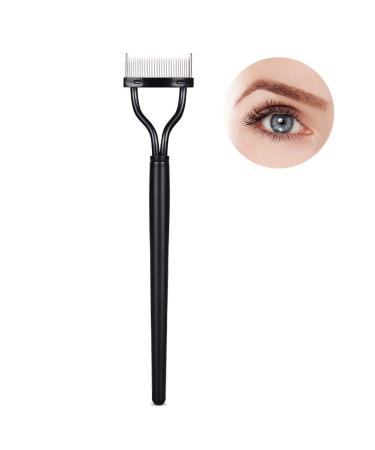 Acavado Eyelash Comb, Arc Designed Eyelash Separator Mascara Applicator Eyebrow Brush Metal Teeth Eye Lash Tool with Comb Cover, Black