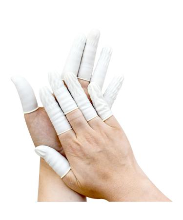 EUROPAPA 100x Latex Finger Cots Fingertip Protection Antistatic General Rubber Fingertip for Cosmetics Cleaning White S White100 S