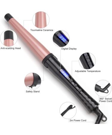 Hair Curling Wand 19-32MM Tapered Curling Iron Professional Ceramic Hair Curler Wand with Heat-Resistant Glove Dual Voltage - Buy Online on GoSupps.com