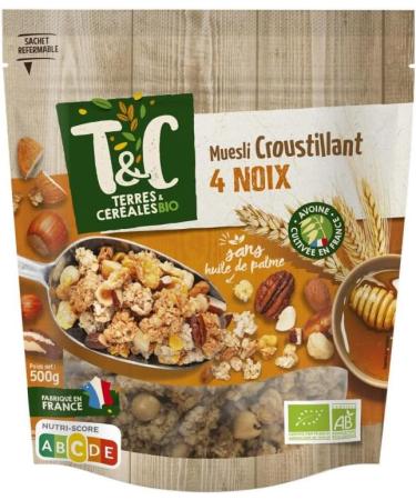 TERRES ET C R ALES MUESLI CROUSTILLANT BIO 4 NOIX 500G - TERRES ET CEREALES - LOT DE 2 - Offre Special - Buy Online on GoSupps.com