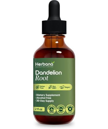 HERBANA MANUFACTURING Dandelion Root Liquid Extract 4 fl oz - Organic Taraxacum officinale Herbal Supplement - Alcohol-Free Drops for Daily Wellness Support - Family Size - 60-Day Supply - Buy Online on GoSupps.com