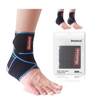 Dualeco Ankle Support Adjustable Ankle Support Brace for Women/Men/Kids Compression Ankle Strap Ankle Support for Sprained Ankle Weak Ankles Sports Running Achilles Tendonitis Support Blue -1 Pcs - Buy Online on GoSupps.com