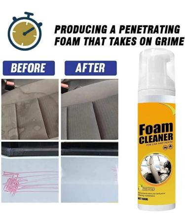 Multipurpose Foam Cleaner Spray Rinse Free Stain Removal Kitchen Grease Cleaner Foam Cleaner for Car and House Lemon Flavor for Kitchen Bathroom Car (2pcs) - Buy Online on GoSupps.com