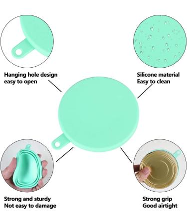 SLSON 2 Pack Pet Food Can Cover - Universal Silicone Can Lids for Cats and Dogs - Includes 2 Spoons - Light Blue and Green - Buy Online on GoSupps.com