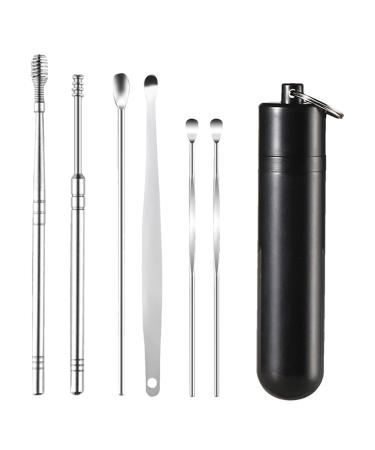 Stainless Steel Ear Pick Kit - Wax Removal Kit | Earpick Ear Cleaning Kit |Ear Wax Ergonomic Removal Tool | Wear-Resistant Ear Cleaning Tool Safe Ear Wax Pick Set for Adults Children Black