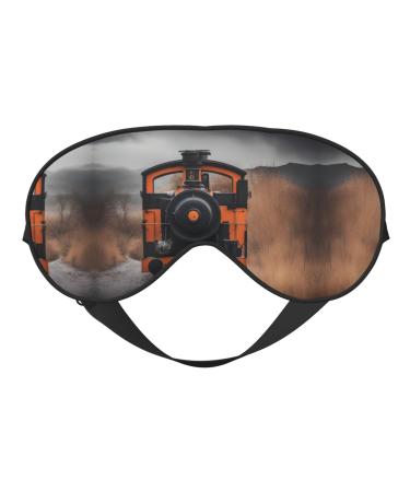 Locomotive Print Ultra-Soft Light-Blocking Eye Mask for Optimal Comfort and Restful Sleep