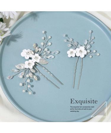 Gorais Flower Bride Wedding Hair Pins - Silver Rhinestone & Pearl Hair Clips for Women and Girls (Pack of 2) - Buy Online on GoSupps.com