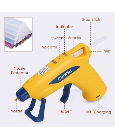 QUIWELL Cordless Hot Glue Gun Kit with 30 Glue Sticks - USB Rechargeable & Auto Shut Off for Quick Repairs and DIY Crafts - Buy Online on GoSupps.com