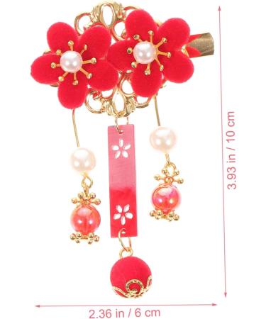 Beavorty 5 Pairs Antique Red Hairpin New Year Hair Clips Bows Tassels Hair Clips Barrettes Tassel Hair Accessories Chinese New Year Tassel Barrettes Flower Hair Girl Ribbon Cloth Cheongsam - Buy Online on GoSupps.com