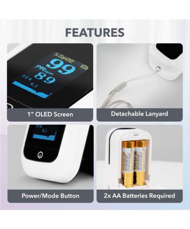 Blaux Finger Pulse Oximeter - Portable Oxygen Monitor | Accurate Blood Oxygen Saturation Device for Seniors | Battery-Powered Digital Display Oximetry Monitor - Buy Online on GoSupps.com