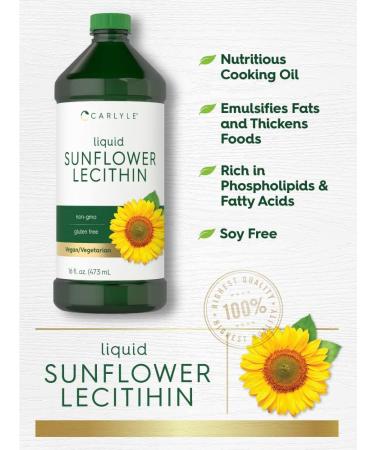 Carlyle Sunflower Lecithin Liquid 16 oz - Non-GMO Oil for Health Benefits - Buy Online on GoSupps.com