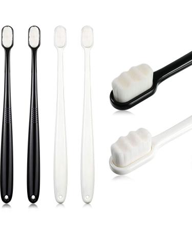4 Pieces Extra Soft Toothbrushes 20000 Bristle Toothbrush Micro Nano Manual Toothbrush for Fragile Gums Adult Kids Children (Black  White)