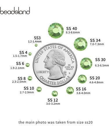 Beadsland 1440 Flat Back Rhinestones - Light Green Nail Crystals SS10 (2.7-2.8mm) for Stunning Nail Art | International Shipping - Buy Online on GoSupps.com