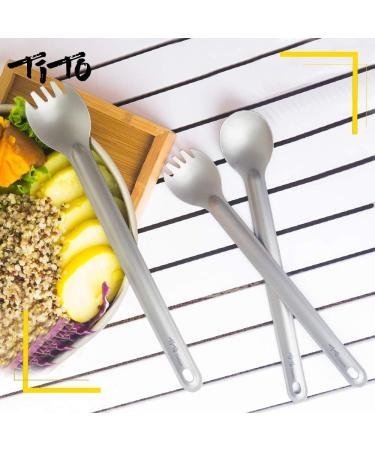 TiTo Titanium Long Handle Spork and Spoon - Eco-Friendly Ultralight Portable Flatware for Camping, Backpacking, Hiking, Travel - with Bag (Spork) - Buy Online on GoSupps.com