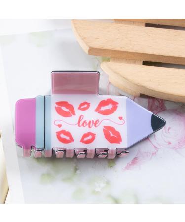 Pencil Hair Clip Stationery Shape Hair Jaw Clips Acrylic Hair Claw Clip for Women Funny Teacher Hairclip Strong Hold Claw Clips for Teacher Girl Student Appreaction Gift (smiley face) - Buy Online on GoSupps.com