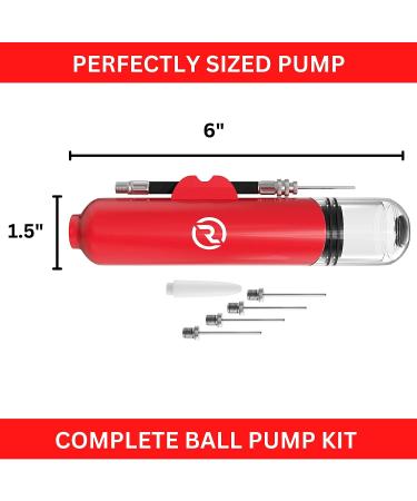 Hand Pump for Balls with 5 Needles - Fast Inflation for Basketball, Soccer, Volleyball, Football - Red - Buy Online on GoSupps.com