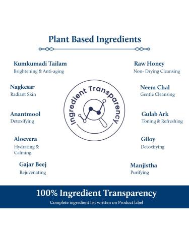 Blue Nectar Kumkumadi Brightening Face Wash | Sulphate-Free Anti Pimple Cleanser with Saffron for Women & Men (10 Herbs 3.38 Fl Oz) - International Shipping Available - Buy Online on GoSupps.com