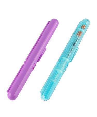 Medarchitect PSC (MA-PSC) Portable Travel Insulin Prefilled Syringe Case for Diabetes 2 Count (Pack of 1) Light Blue Transparent+solid Purple