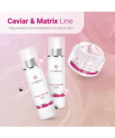 Clarena Caviar Micellar Tonic Facial water for the care of mature skin Moisturizing body cream with caviar scent Regenerating serum for face neck and d collet 200 ml - Buy Online on GoSupps.com