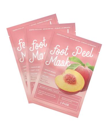 3 Pairs of Foot Masks - Peeling Socks for Soft Smooth Feet | Corneal & Dead Skin Remover | Heal Rough Heels for Men & Women - Peach Peach - Buy Online on GoSupps.com