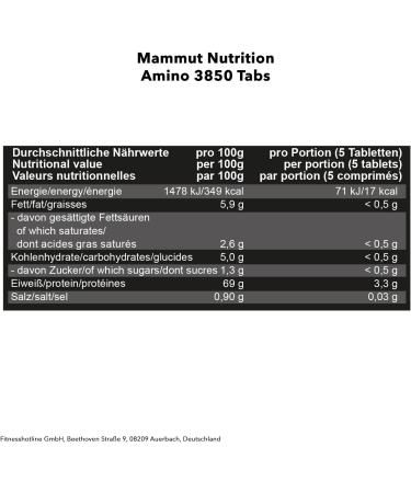 Buy Mammut Nutrition Amino Tabs 816g - Premium Amino Acids for Optimal Performance | Fast International Shipping - Buy Online on GoSupps.com