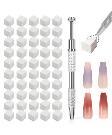 BQAN Nail Sponges for Ombre 100Pcs White Nail Sponge with Gripper Pen for Nail Art Manicure