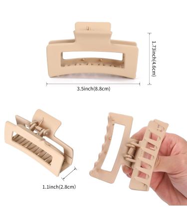Vsiopy 6 Pack Medium Large Claw Clips - Strong Hold Matte Hair Jaw Clips for Women & Girls - 3.5 Inch Double Row Clips for Thick & Thin Hair in Black, Beige, Brown - Buy Online on GoSupps.com