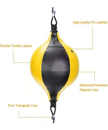 FOUUA Double End Bag Leather Speed Ball - Boxing Punching Ball with Pump - Gym MMA Sports Punch Bag for Adult Kids Men Women - Yellow - Buy Online on GoSupps.com