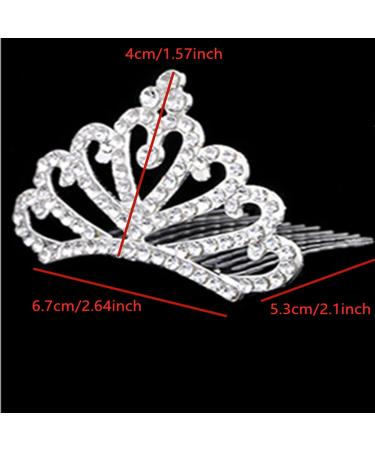 Princess Tiara Comb Set - Mini Crown Rhinestone Hair Comb for Flower Girls | Crystal Rhinestone Hair Accessories (Silver) - Buy Online on GoSupps.com