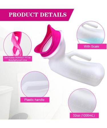 Portable Urine Bottle for Men & Women - Silicone Urinal Funnel Reusable 1000ml Pee Bottle for Car Trips & Camping - Buy Online on GoSupps.com
