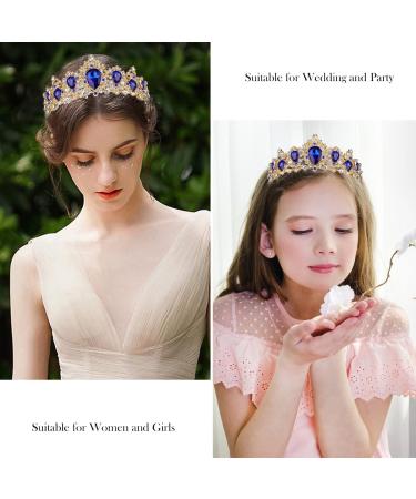 Didder Baroque Vintage Rhinestone Tiara - Blue Royal Crystal Women's Princess Crown - Bridal Hair Accessories for Wedding, Prom, Pageant & More - Buy Online on GoSupps.com