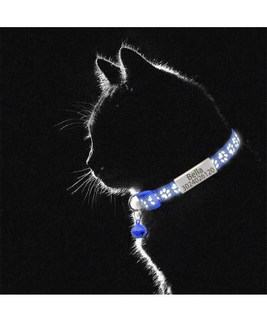 Senristar Personalized 2-Pack Reflective Cat Collars - Custom Breakaway with Name Shield & Bell Anti-Loss Tag for Boys & Girls Fits 20-28 cm - Navy Blue - Buy Online on GoSupps.com
