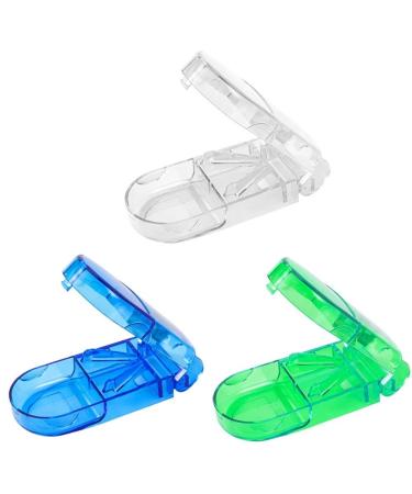 3 Pcs Pill Cutter Pill Splitter for Small Pills Tablet Cutter with Storage Compartment Box Pill Splitter Cuts Pills Vitamins Tablets