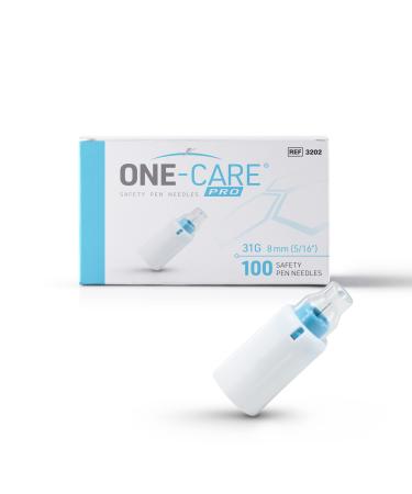 ONE-CARE PRO Safety Insulin Pen Needles 31G x 8mm (5/16 ) 100ct Box