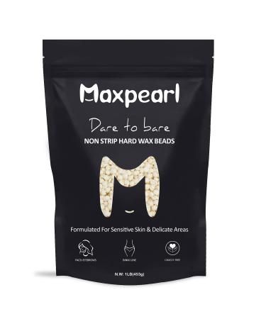 Wax Beads for Facial Hair Removal  Maxpearl 1LB Hypoallergenic Hard Wax Beans with Natural Ingredients for Sensitive Skin  Eyebrows  Upper Lip  Chin  Sideburns  Neck & More Cream White