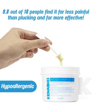 Kenashii Nose Wax Kit - 100g Wax, 24 Applicators | Nose Hair Removal for Men and Women | 12 Applications + Balm Wipes + Mustache Guards - Buy Online on GoSupps.com