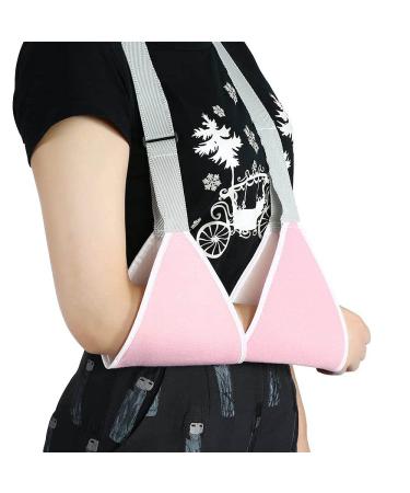 Arm Shoulder Sling - Elbow Support Lightweight Ergonomic Design Arm Shoulder Sling Adjustable Soft Padded Sprain Fracture Brace for Children and Adult (Pink)