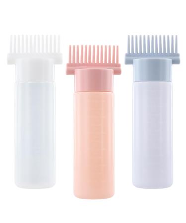 3 pieces Root Comb Applicator Bottle Applicator Bottle Comb Applicator Bottle Hair Oil Bottle with Graduated Brush 180ml Hair Dyeing Bottle Brush Comb with Graduated Scale