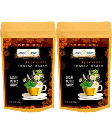 Lotus Today Herbal Tea Immune Support 21 Tea Bags Blend of 18 Ayurvedic Herbs - Buy Online on GoSupps.com