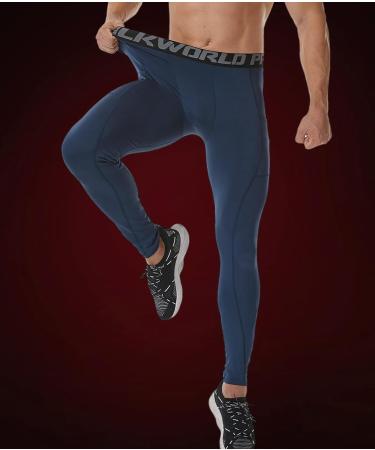 SILKWORLD Men's Compression Pants 3 Pack with Pockets - Cool Dry Gym Leggings Running Tights - C2 Fleece Lined - Black, Grey, Navy Blue - Medium - Buy Online on GoSupps.com